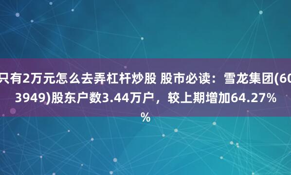 只有2万元怎么去弄杠杆炒股 股市必读：雪龙集团(603949)股东户数3.44万户，较上期增加64.27%