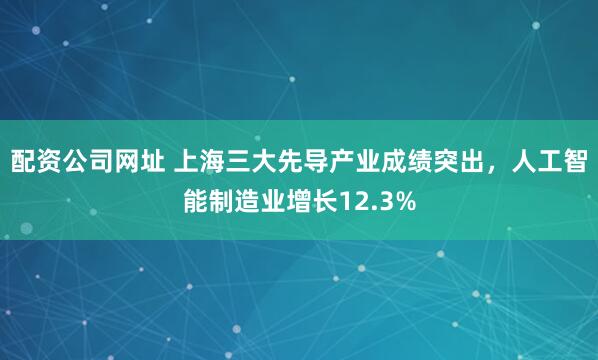 配资公司网址 上海三大先导产业成绩突出，人工智能制造业增长12.3%