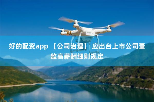 好的配资app 【公司治理】 应出台上市公司董监高薪酬细则规定
